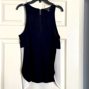 Black and white racer back blouse